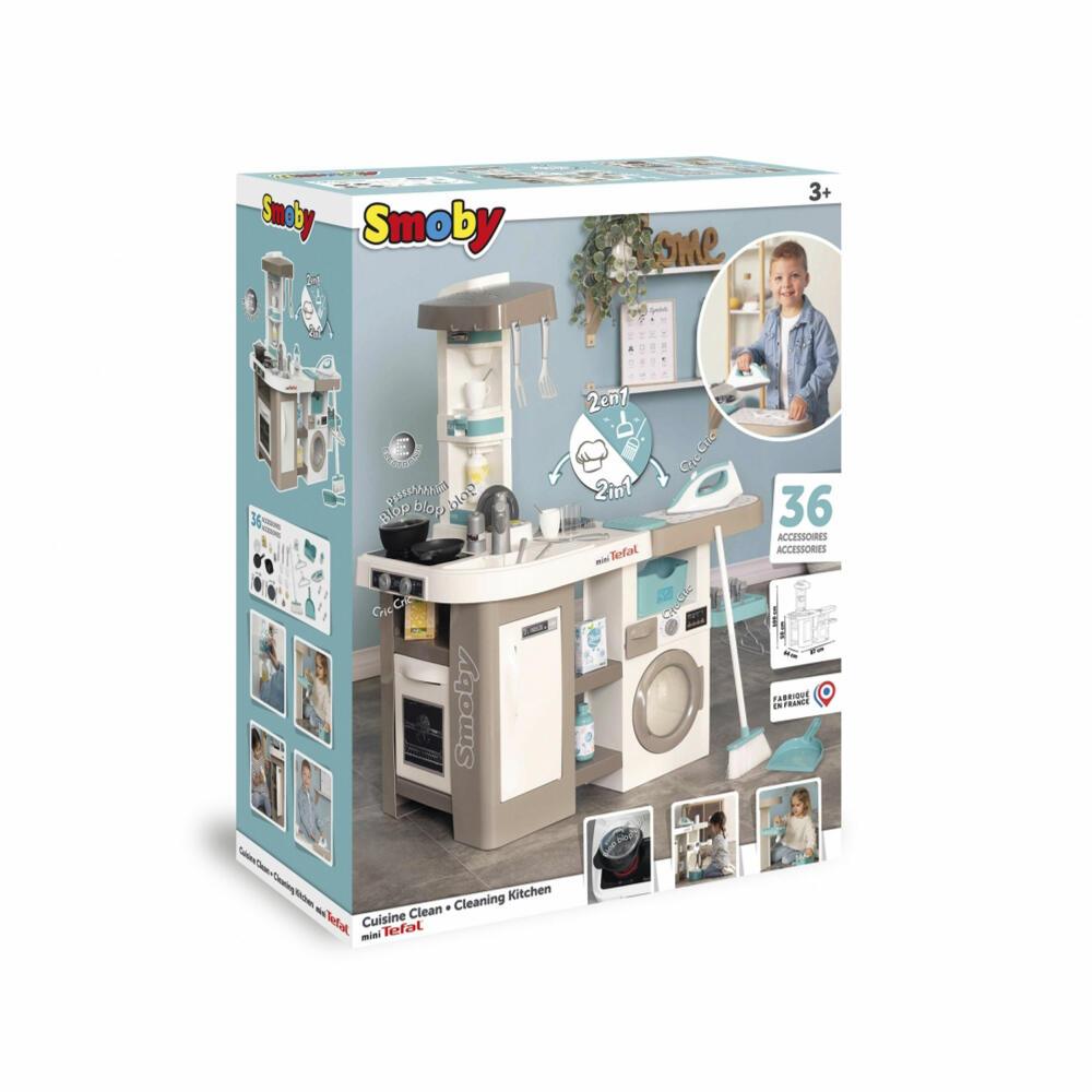 Smoby Tefal Play Kitchen Studio + Laundry Room, Children's Kitchen, Toy Kitchen, Washing Machine, 7600311050
