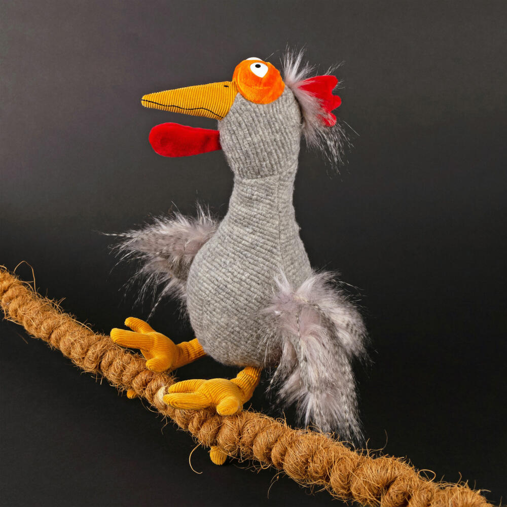 sigikid Chilling Chicken Kikeriki, soft toy, stuffed toy, cuddly toy, grey, 35 cm, 42984