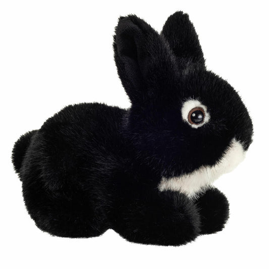 Teddy Hermann Hase sitzend, Kuscheltier, Stofftier, Plüschtier, Schwarz, 17 cm, 937401