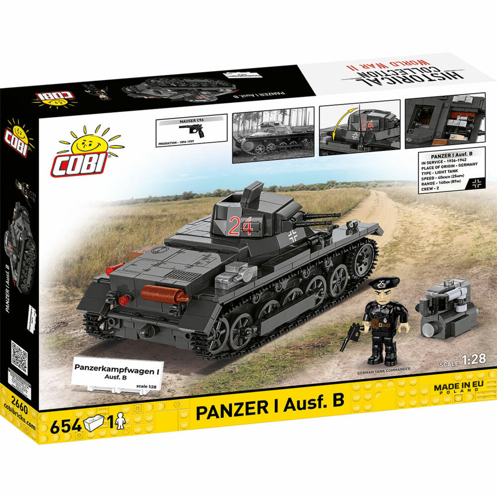 Cobi Klemmbaustein-Set Panzer I Ausf. B, Tank, WW2, 654 Teile, COBI-2660