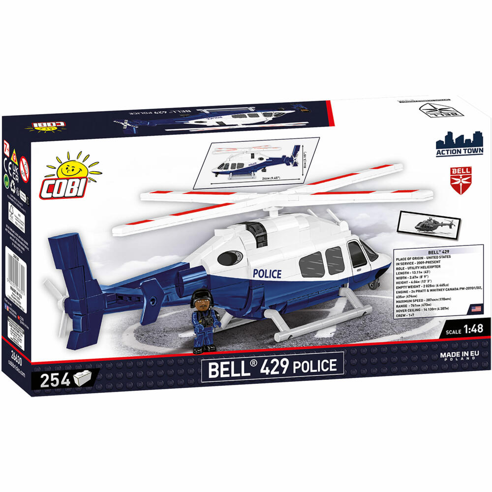 Cobi Klemmbaustein-Set Bell 429 Police, Polizei hubschrauber, 254 Teile, COBI-26630