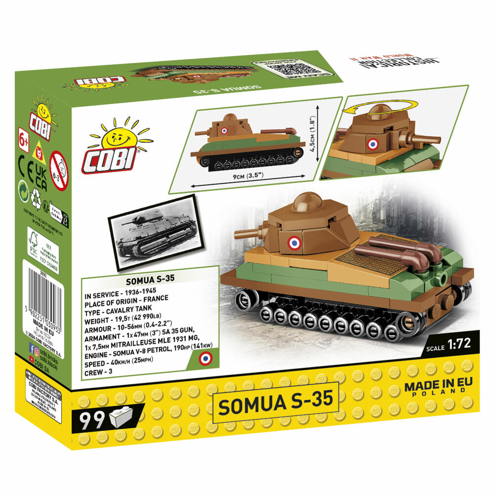 Cobi Klemmbaustein-Set Panzer Somua S-35, WW2, 99 Teile, COBI-3093