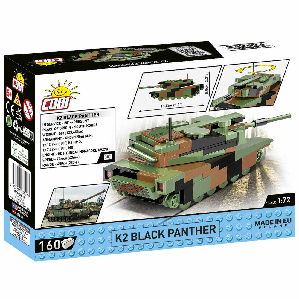 Cobi Klemmbaustein-Set Panzer K2 Black Panther, Armed Forces, 160 Teile, COBI-3107