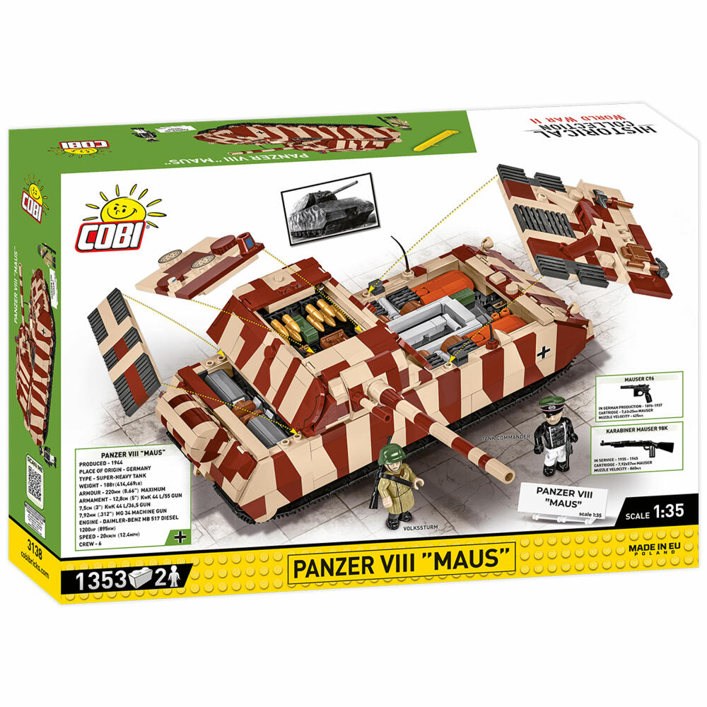 Cobi Klemmbaustein-Set Panzer VIII Maus, WW2, 1353 Teile, COBI-3138