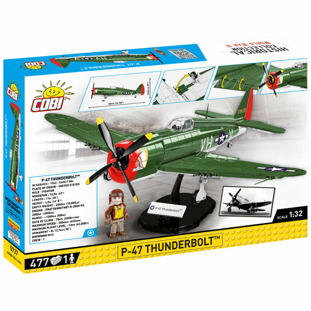 Cobi Klemmbaustein-Set P-47 Thunderbolt, Flugzeug, WW2, 477 Teile, COBI-5737