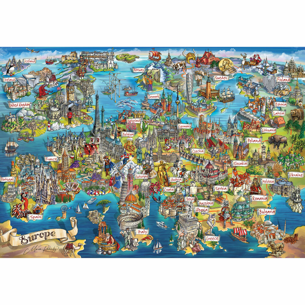Eurographics Puzzle verrückte Europakarte, 2000 Teile, 68 x 97 cm, 8220-6129
