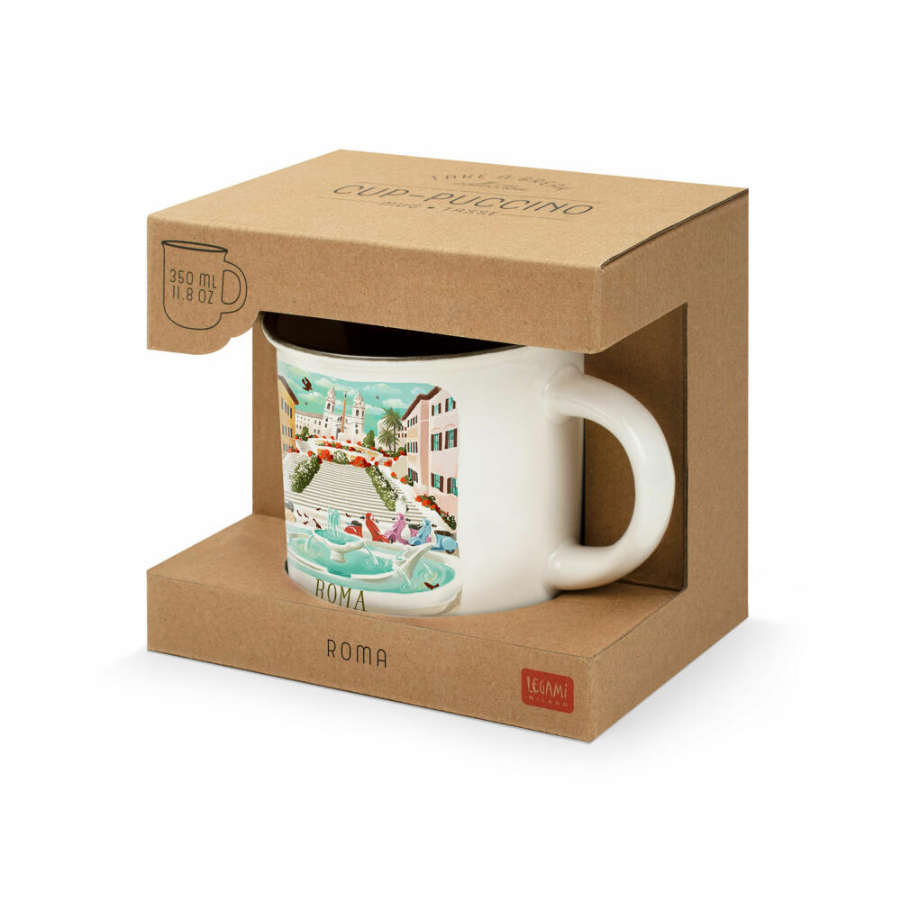 Legami Cup-Puccino Mug Roma Piazza Di Spagna, Kaffeetasse, Tasse, Becher, New Bone China, 350 ml, CUP0027