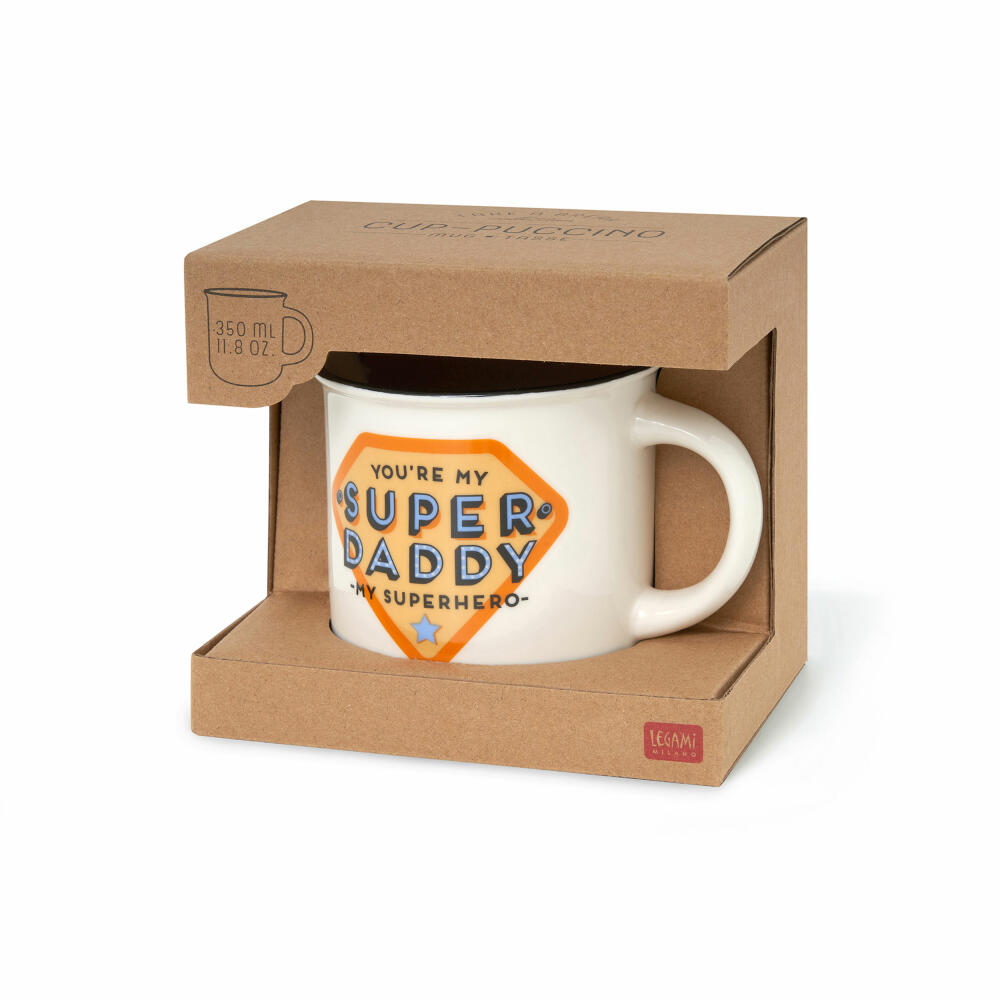 Legami Cup-Puccino Mug Super Daddy, Kaffeetasse, Tasse, Becher, New Bone China, 350 ml, CUP0036