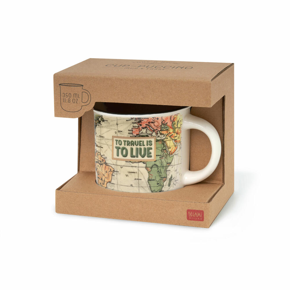 Legami Cup-Puccino Mug Travel, Kaffeetasse, Tasse, Becher, New Bone China, 350 ml, CUP0046