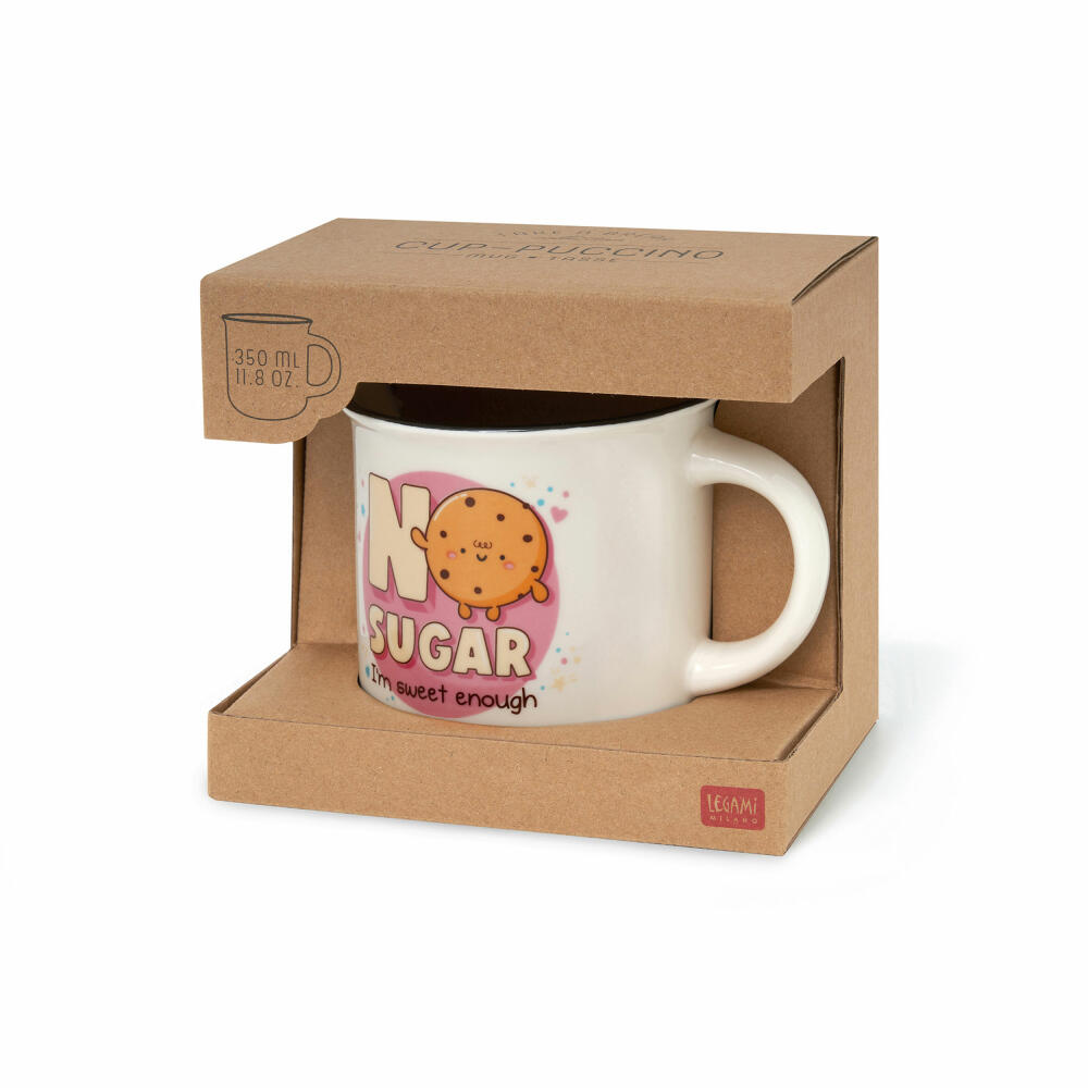Legami Cup-Puccino Mug No Sugar, Kaffeetasse, Tasse, Becher, New Bone China, 350 ml, CUP0067