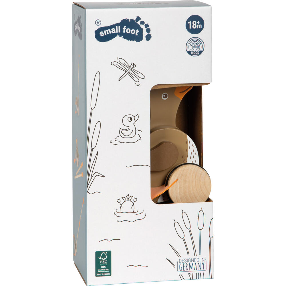Legler Small Foot Schiebetier Ente mit beweglichem Kopf, Schiebespielzeug, ab 18 Monate, Holz, 12493