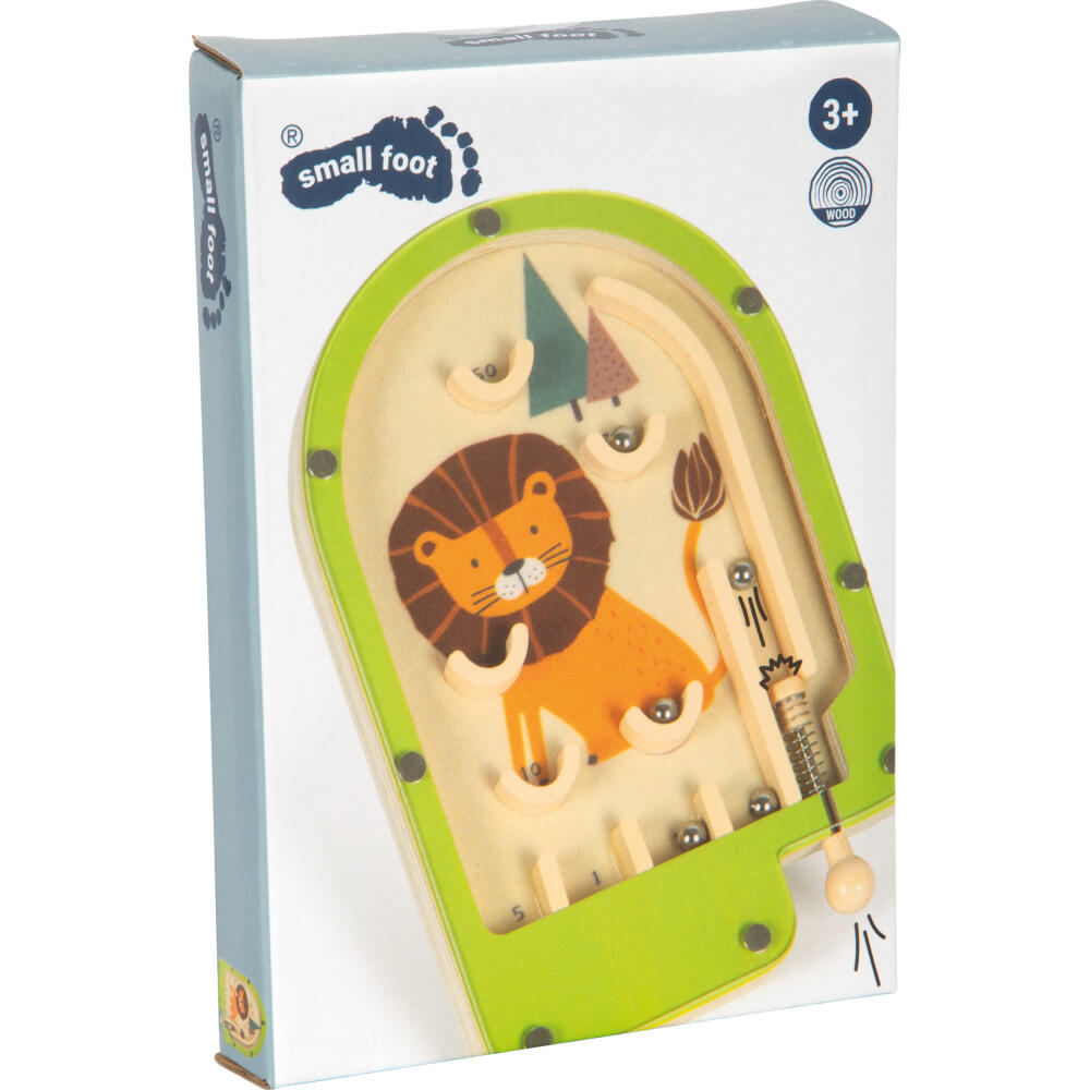 Legler Small Foot Mini Flipper Spiel Löwe, Geschicklichskeitsspiel, ab 3 Jahre, Holz, Bunt, 12607