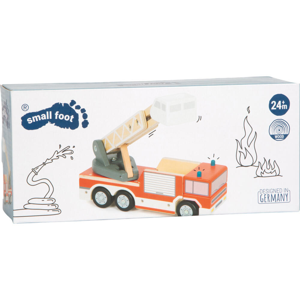 Legler Small Foot Feuerwehr mit Drehleiter, Spielzeugauto, ab 24 Monate, Holz, Bunt, 12638