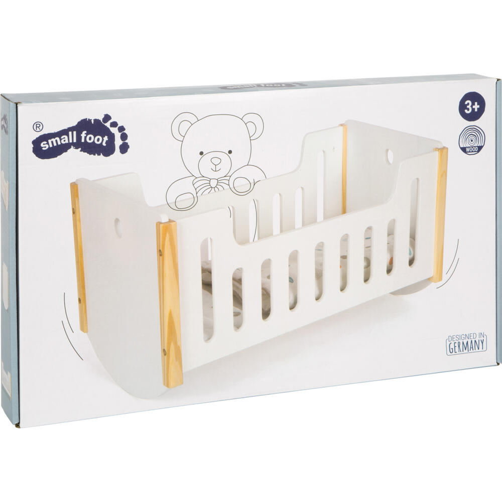 Legler Small Foot Puppenbett zum Wiegen Little Button, Rollenspielzeug, ab 3 Jahre, Holz, Weiß, 12660