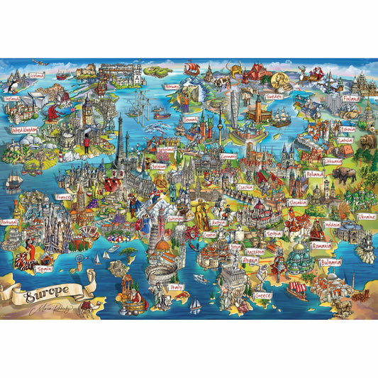 Eurographics Puzzle verrückte Europakarte, 2000 Teile, 68 x 97 cm, 8220-6129