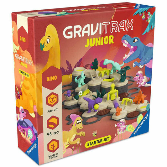Ravensburger GraviTrax Junior Starter-Set L Dino, Kugelbahn, Interaktives Kugelbahnsystem, ab 3 Jahren, 24586