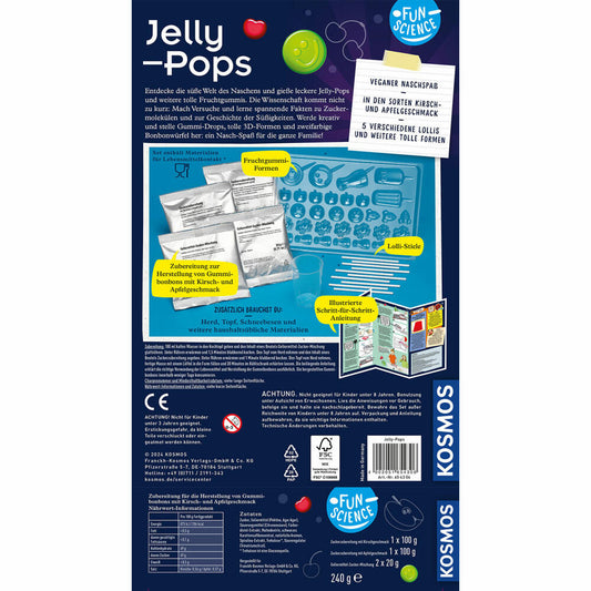 KOSMOS Fun Science Jelly Pops, Fruchtgummi herstellen, Experimentierset, Vegan, ab 8 Jahren, 654306
