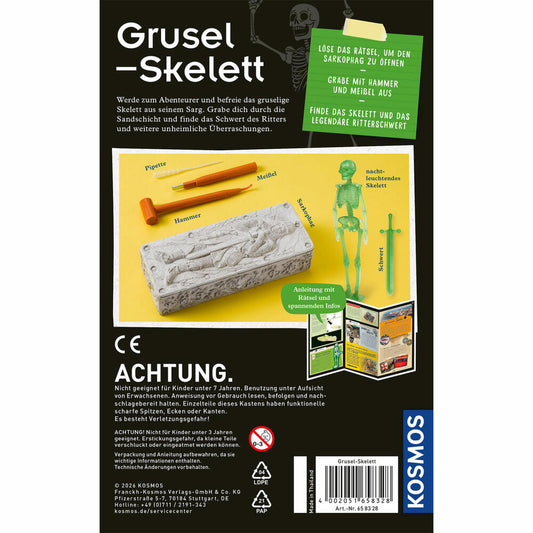 KOSMOS Grusel-Skelett, Ausgrabungsset, Ausgrabung, Experimente, ab 7 Jahren, 658328