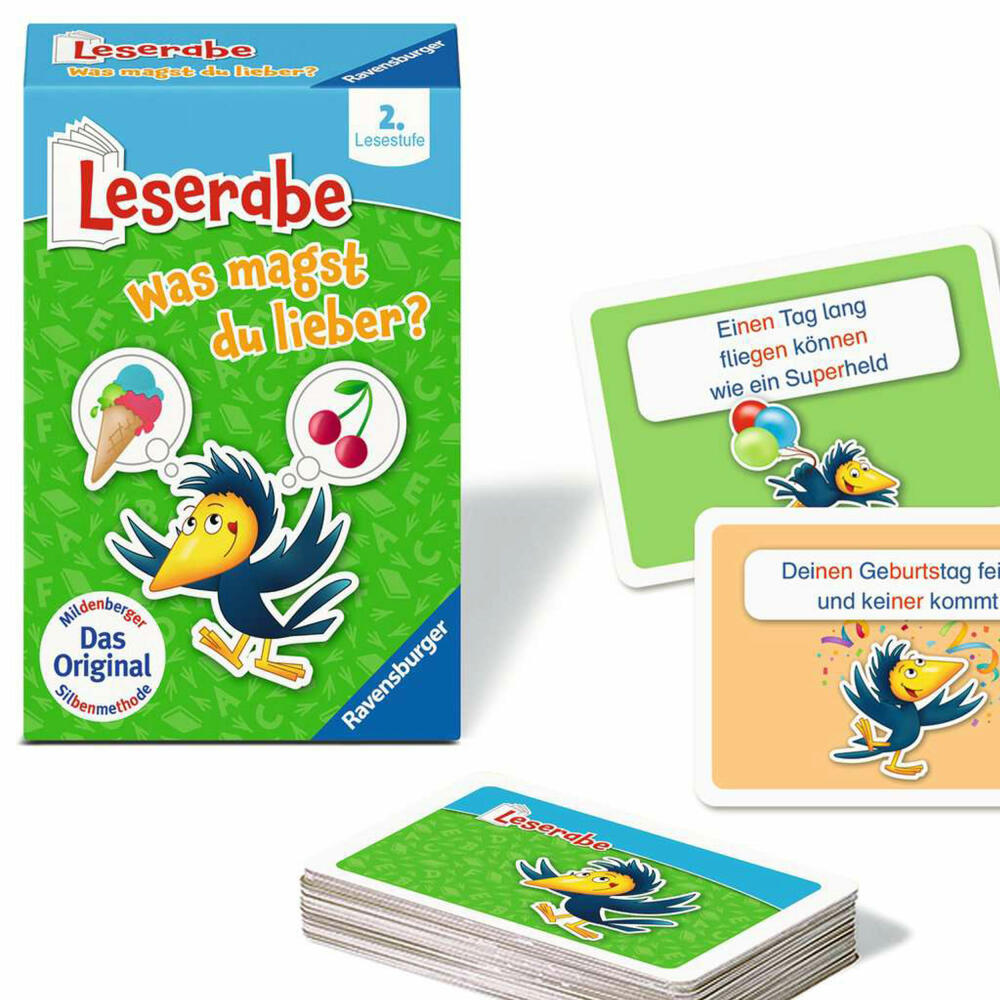 Ravensburger Leserabe: Was magst du lieber?, Entscheidungsspiel, Familienspiel, Kinderspiel, ab 7 Jahren, 23497