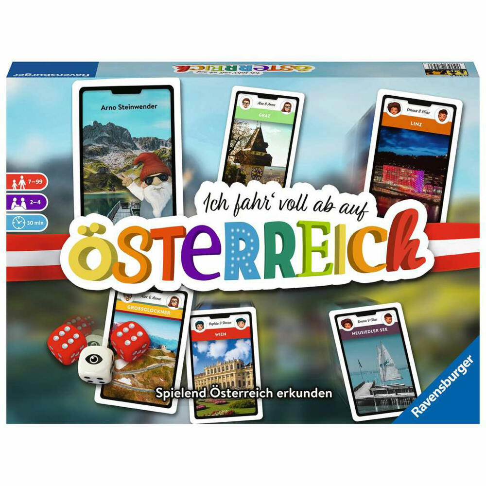 Ravensburger Ich fahr voll ab auf Österreich, Gesellschaftsspiel, Brettspiel, ab 7 Jahren, 27453