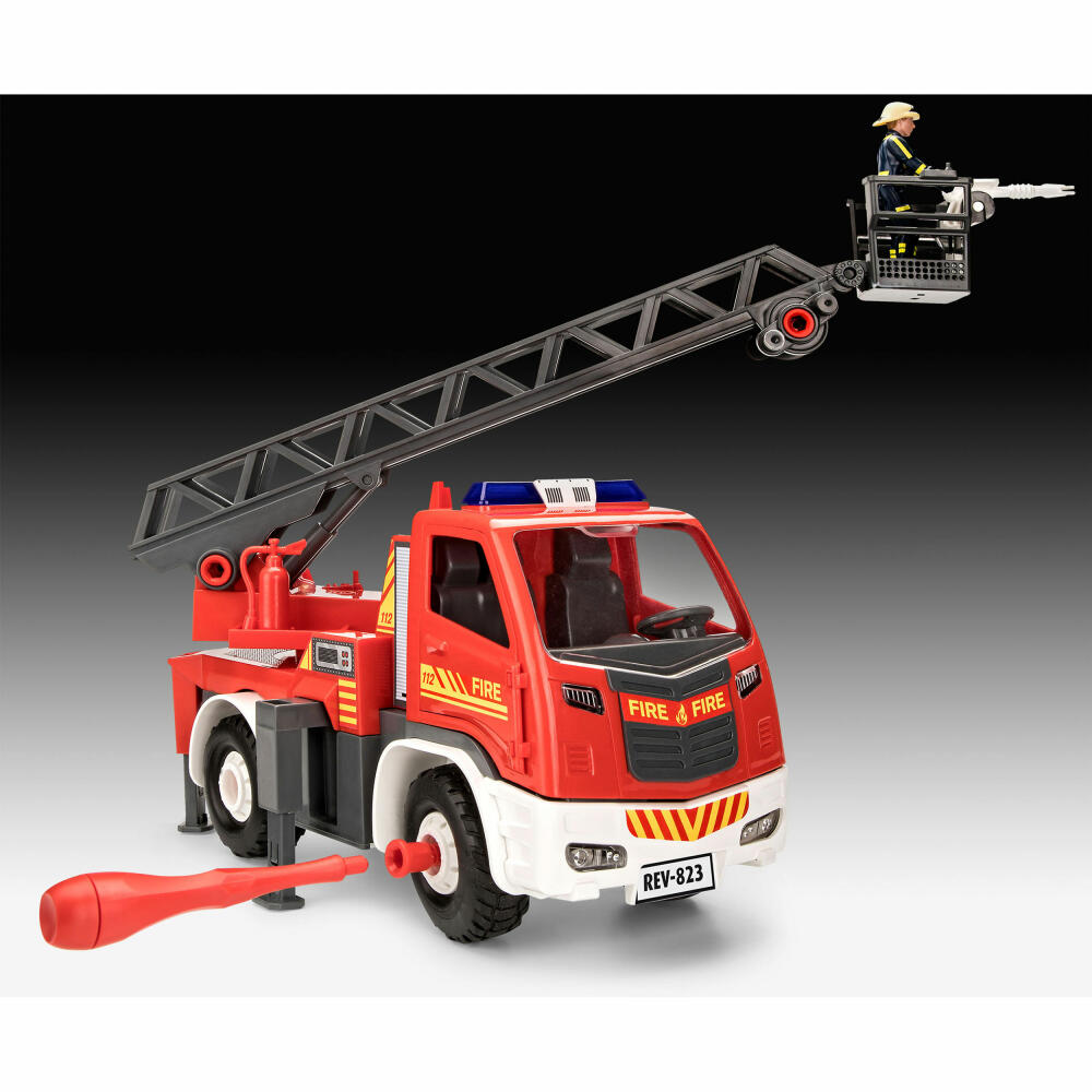 Revell First Construction Feuerwehrauto Leiterwagen, Feuerwehr Auto, Modellbausatz für Kinder, 74 Teile, ab 4 Jahre, 00914