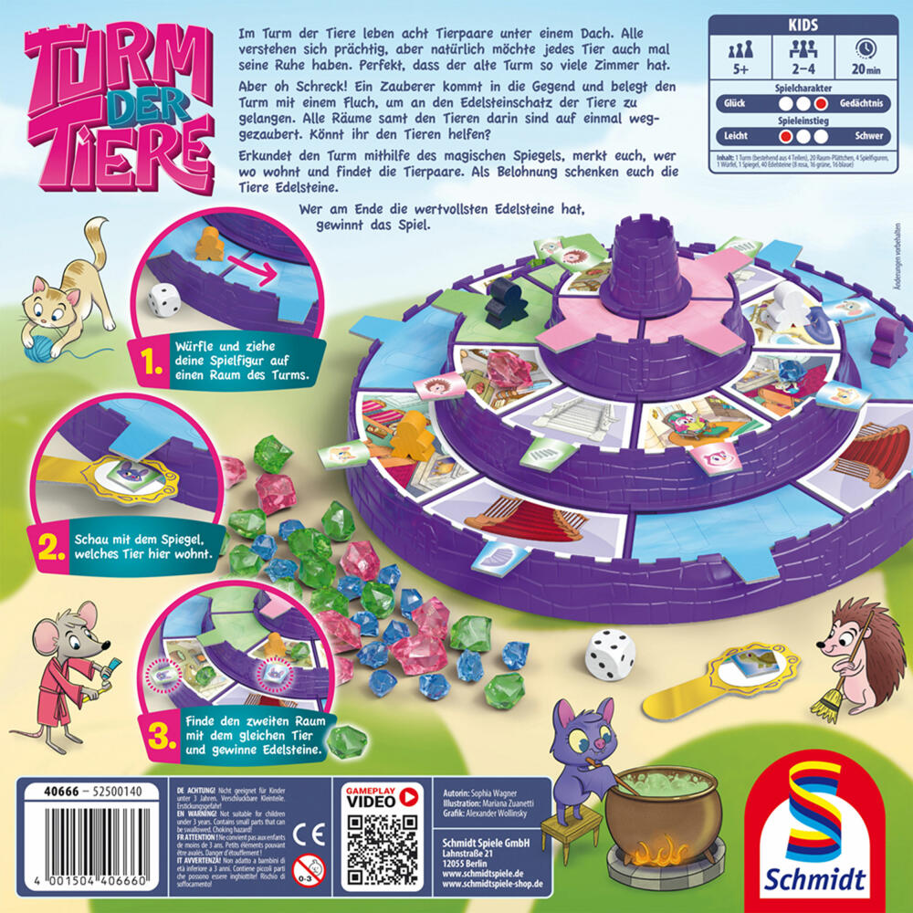 Schmidt Spiele Kinderspiel Turm der Tiere, Kinderspiel, Brettspiel, ab 5 Jahren, 40666