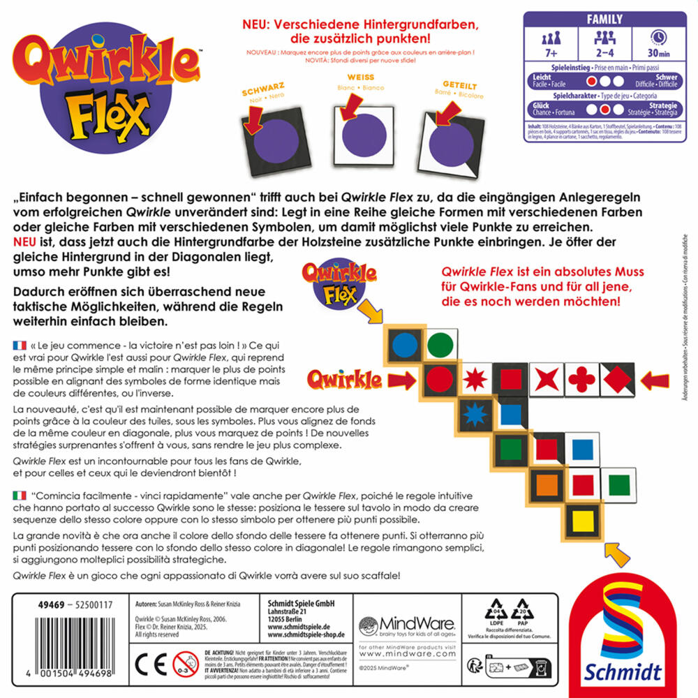 Schmidt Spiele Qwirkle Flex, Legespiel, Familienspiel, Gesellschaftsspiel, ab 7 Jahren, 49469