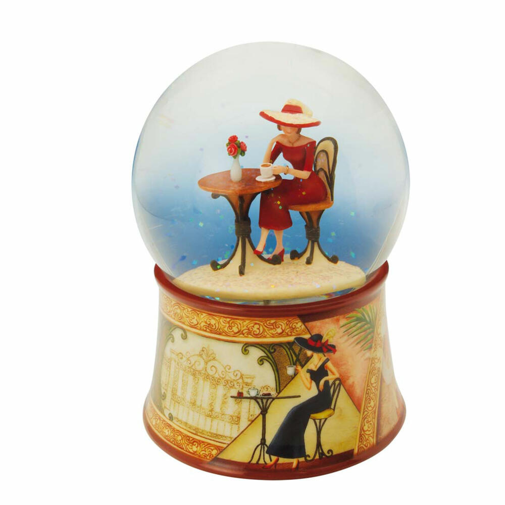 Spieluhrenwelt Glitzerkugel Kaffeehaus, Schneekugel, Spieluhr, Dekoration, 25219