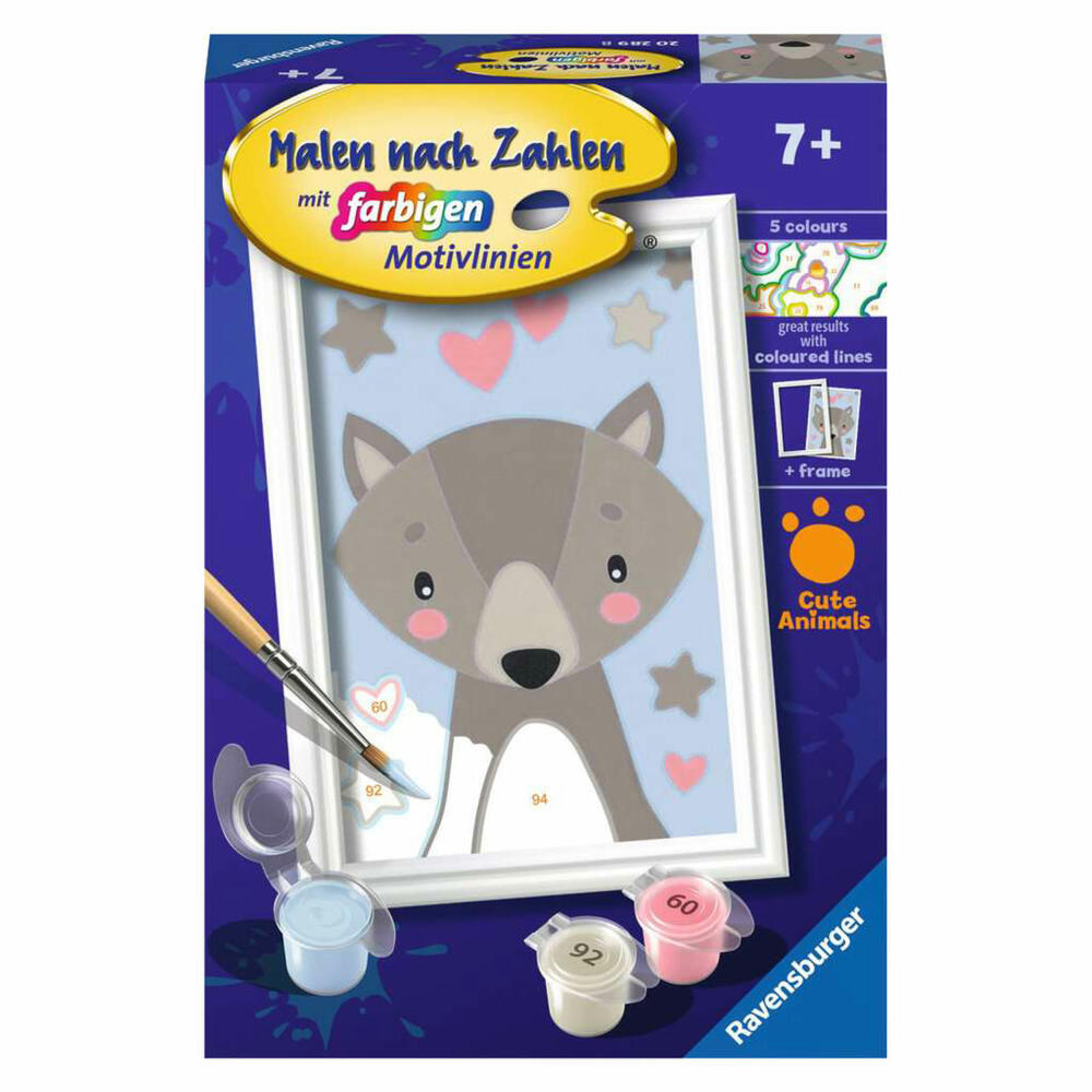 Ravensburger Paint by Numbers Little Wolf, Coloring Page, Painting Set, Painting, Children, 20289