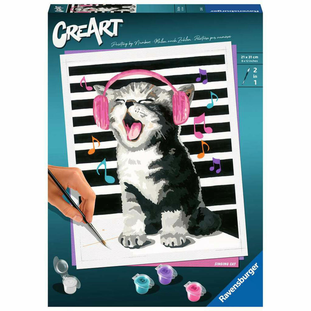 Ravensburger CreArt Singing Cat, Malen nach Zahlen, Malset, Malvorlage, Malen, 23545