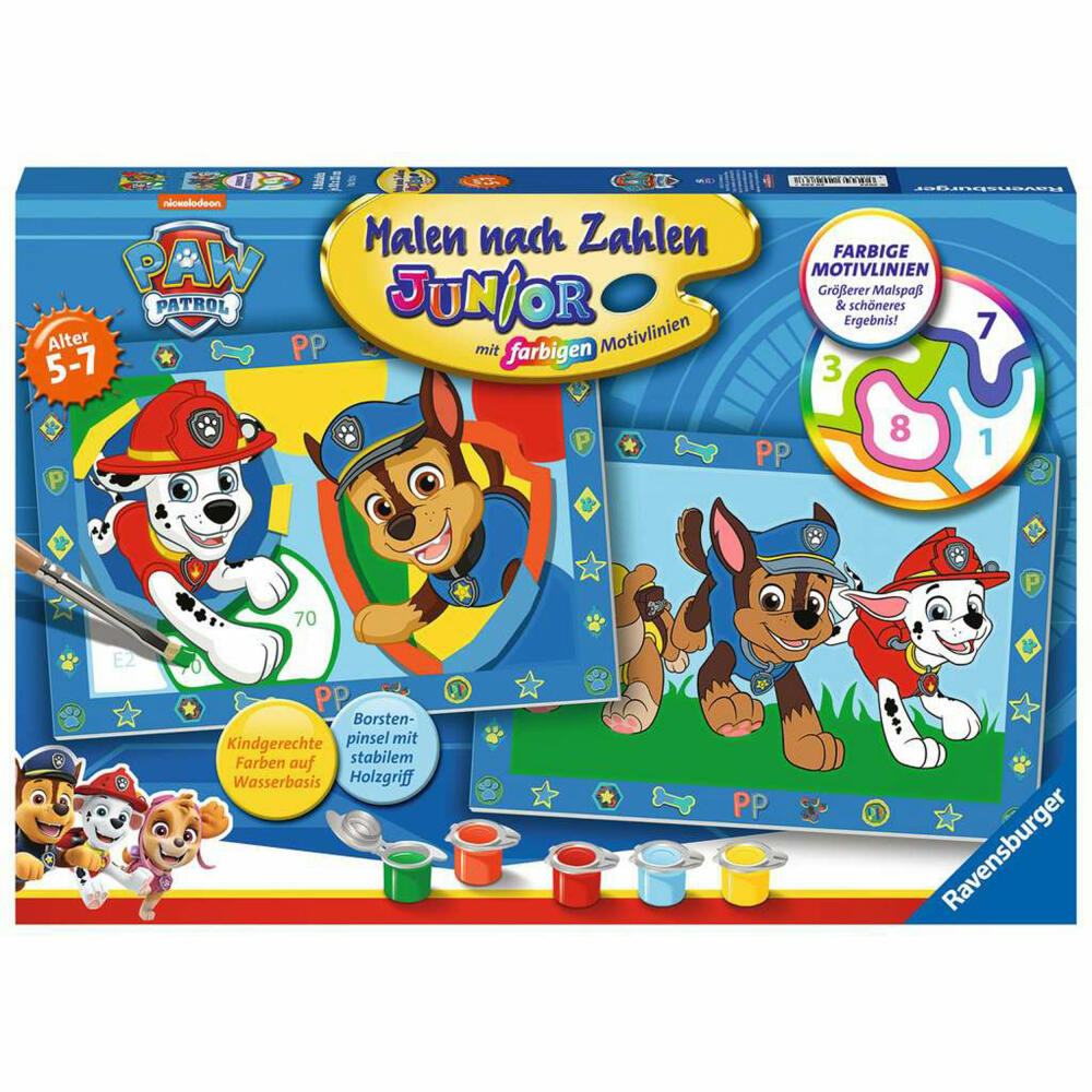 Ravensburger Malen nach Zahlen Junior Paw Patrol, Malvorlage, Malset, Malen, Kinder, 20286