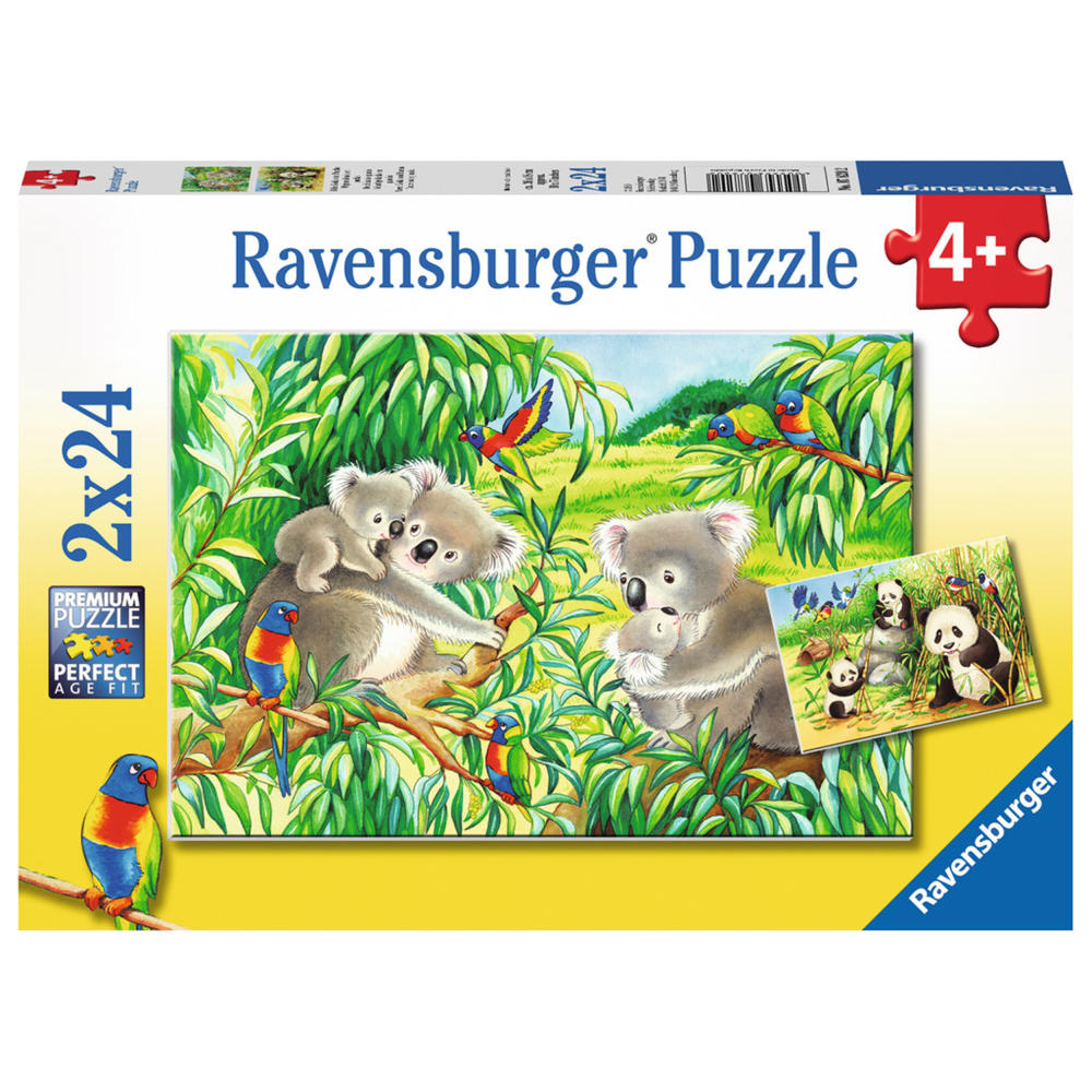 Ravensburger Puzzle Cute Koalas and Pandas, Children's Puzzle, Laying Game, Children's Game, Puzzle Game, Including Mini Poster, 2 x 24 Pieces, 07820 2