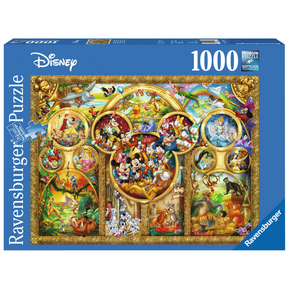 Ravensburger Puzzle The Most Beautiful Disney Themes, Adult Puzzle, Adult Puzzles, Premium Puzzle, Standard Format, 1000 Pieces, 15266 7