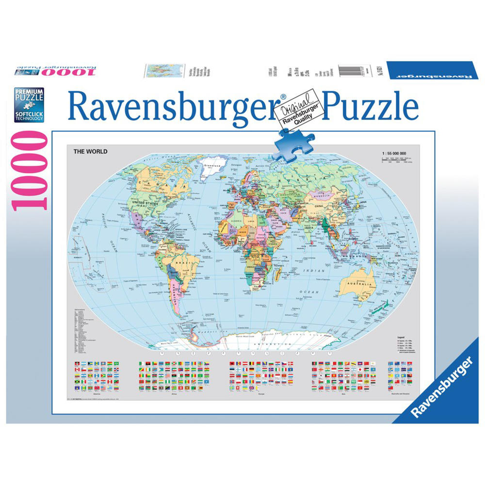 Ravensburger Puzzle Political World Map, Adult Puzzle, Adult Puzzles, Premium Puzzle, Standard Format, 1000 Pieces, 15652 8