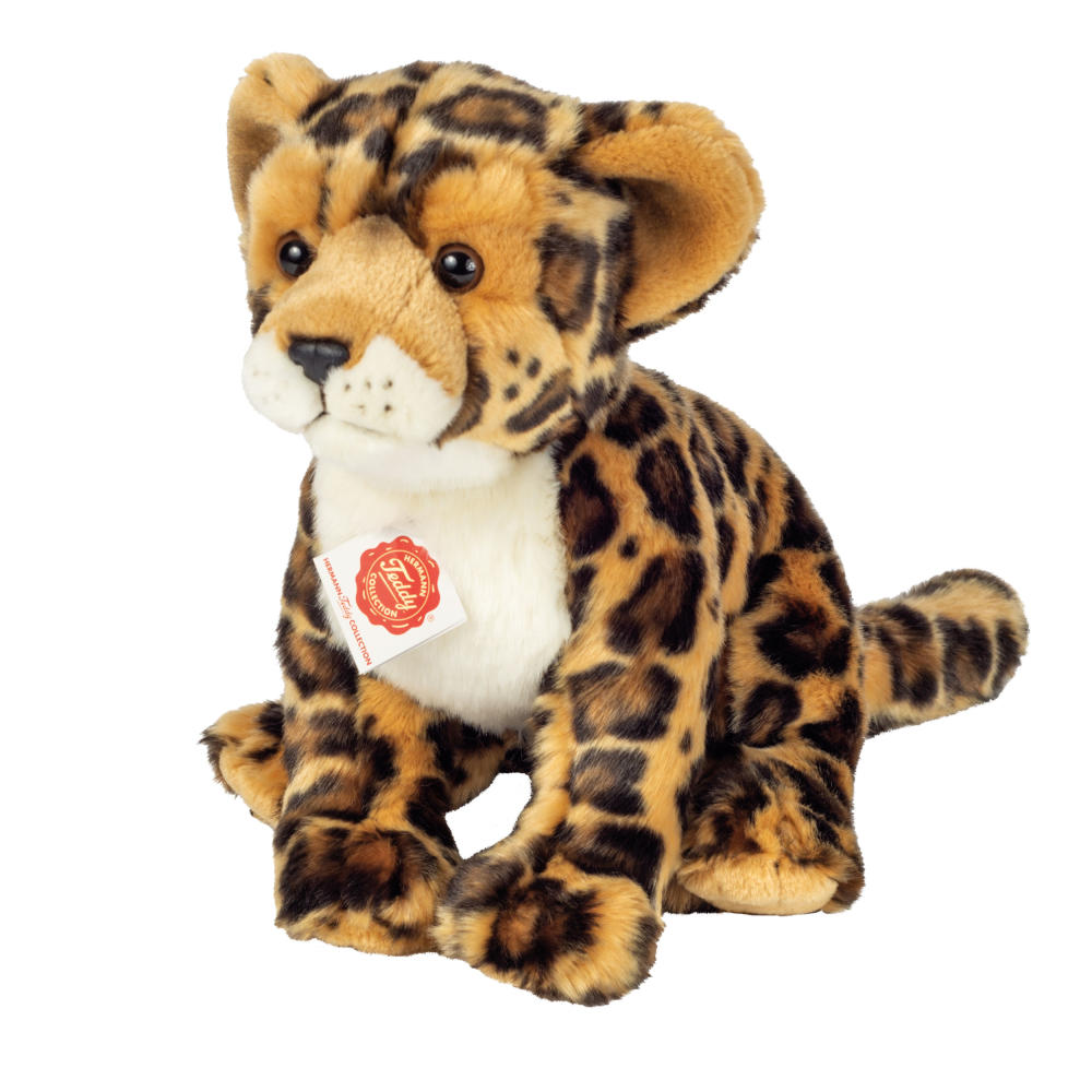 Teddy Hermann Leopard sitzend, Kuscheltier, Stofftier, Plüschtier, Wildtier, Wildkatze, Plüsch, 27 cm, 904724