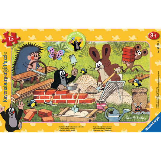 Ravensburger Puzzle Der Kleine Maulwurf Und Seine Freunde, Rahmenpuzzle, Kinderpuzzle, Legespiel, Kinder Spiel, Puzzlespiel, 15 Teile, 06151 8