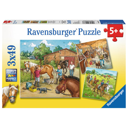 Ravensburger Puzzle My Riding Stable, Children's Puzzle, Laying Game, Children's Game, Puzzle Game, Including Mini-Poster, 3 x 49 Pieces, 09237 6