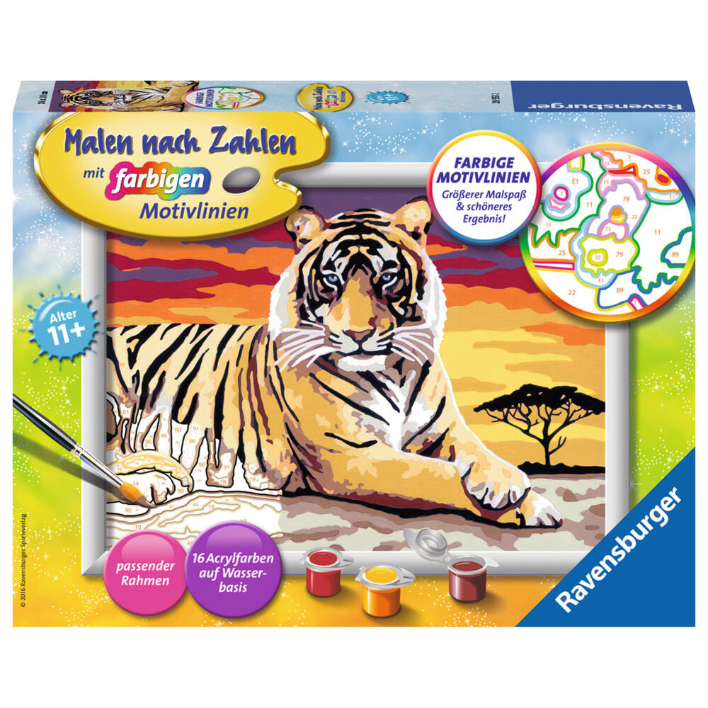 Ravensburger Malen Nach Zahlen Majestätischer Tiger, Mal Set, Malvorlage, Vorlage, Wandbild, Kinder, Farbige Motivlinien, 28553 2