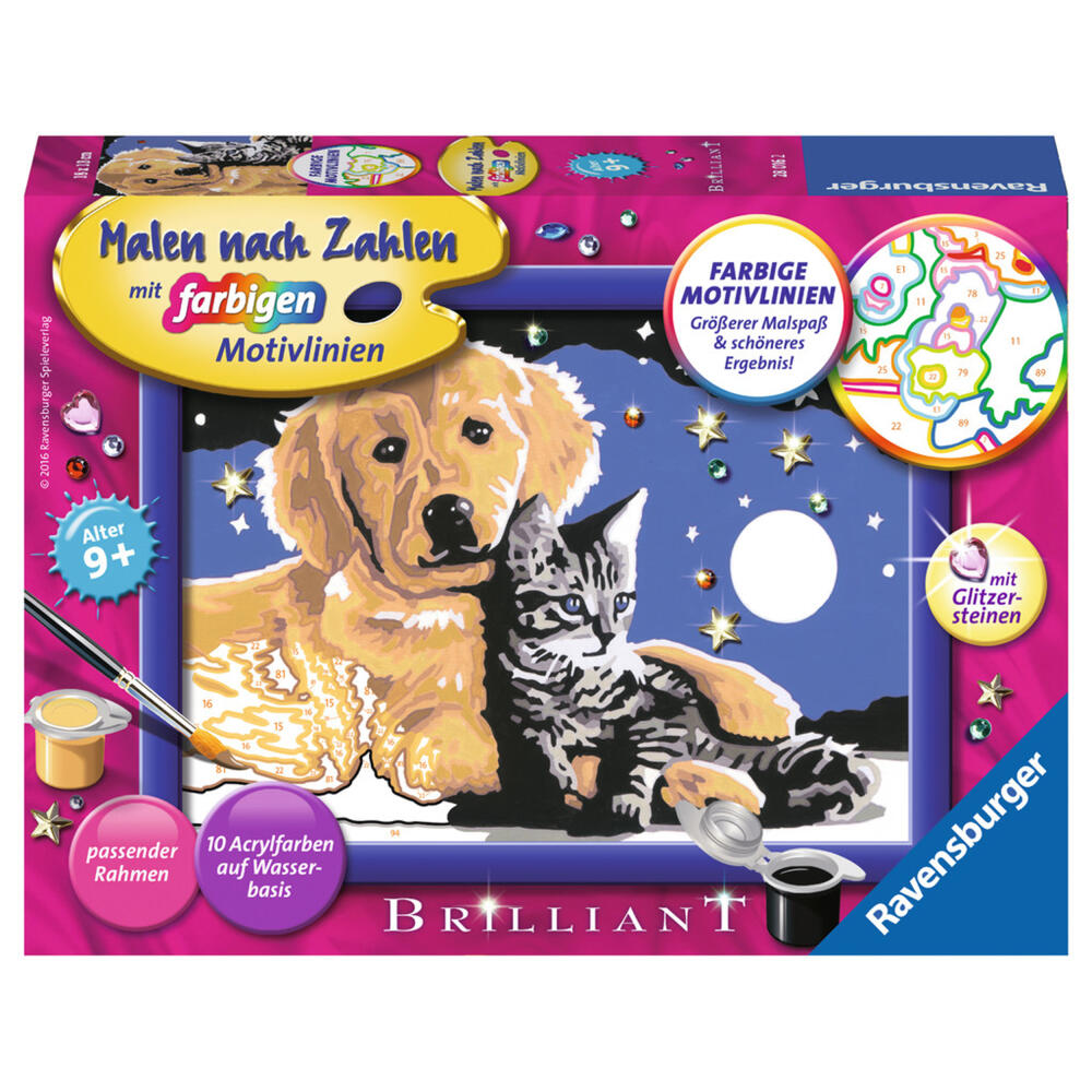 Ravensburger Malen Nach Zahlen Funkelnder Sternenhimmel, Mal Set, Malvorlage, Vorlage, Bild, Kinder, Farbige Motivlinien, 28016 2