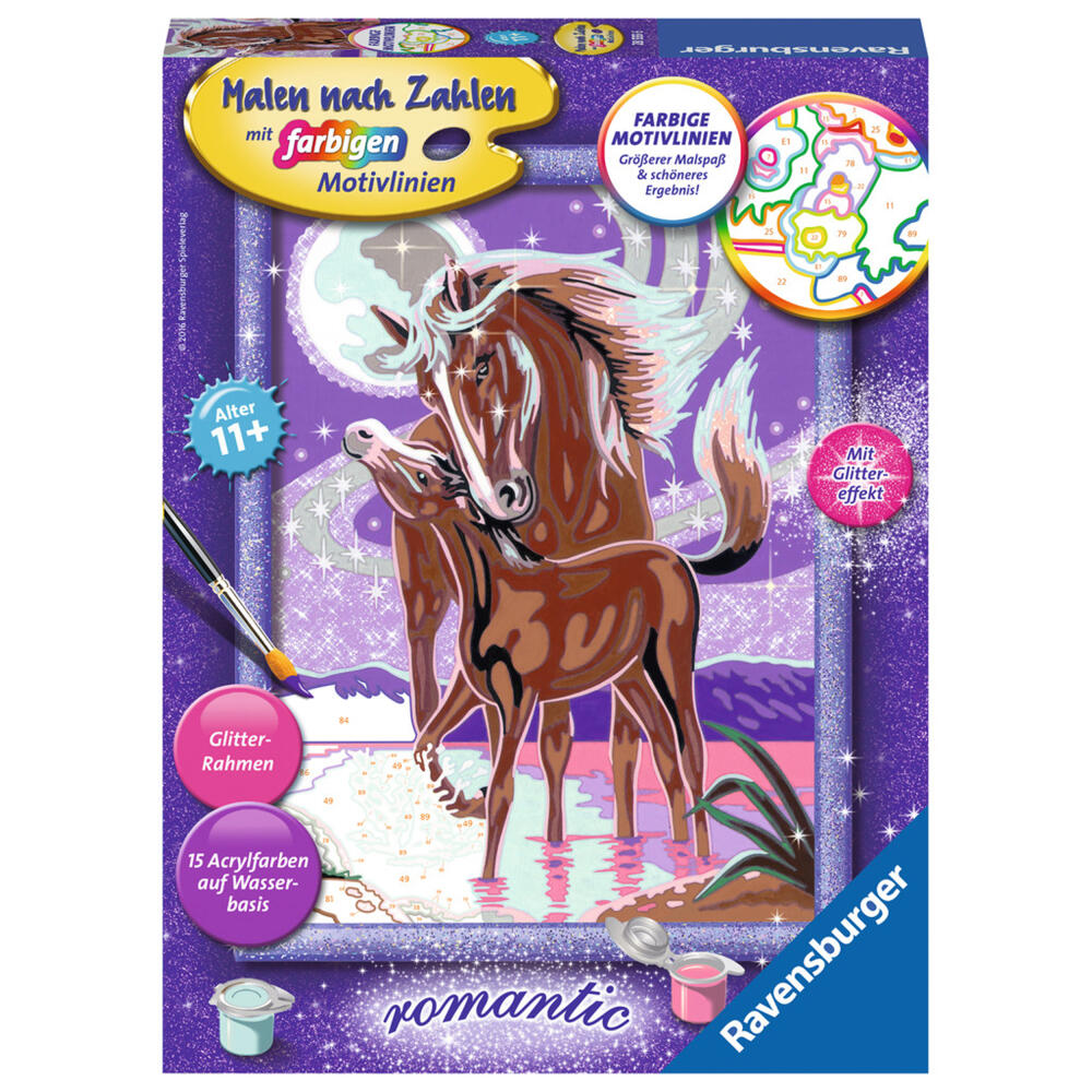 Ravensburger Malen Nach Zahlen Pferdegeflüster, Mal Set, Malvorlage, Vorlage, Bild, Kinder, Farbige Motivlinien, 28555 6