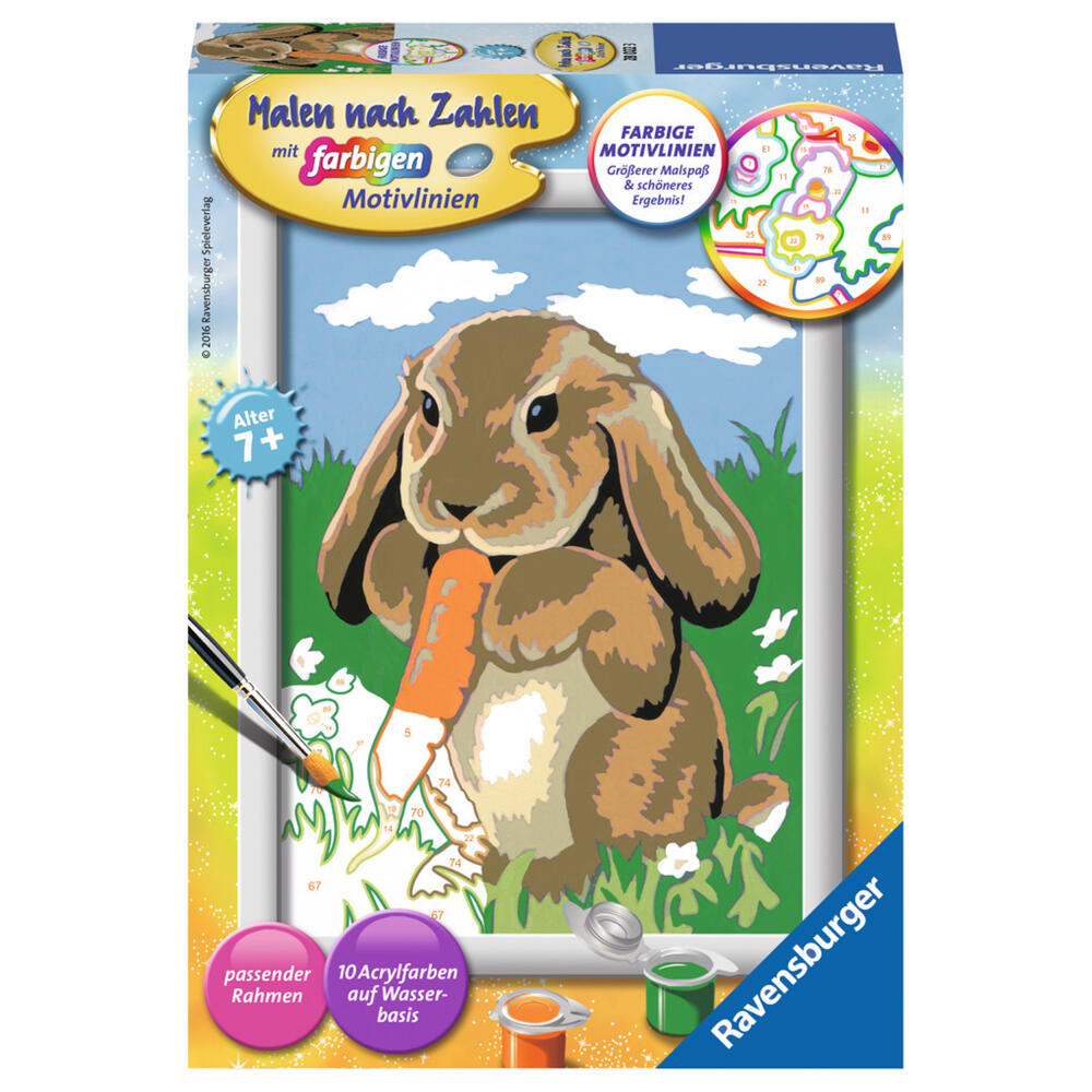 Ravensburger Malen Nach Zahlen Knuddelhäschen, Mal Set, Malvorlage, Vorlage, Bild, Kinder, Farbige Motivlinien, 28022 3
