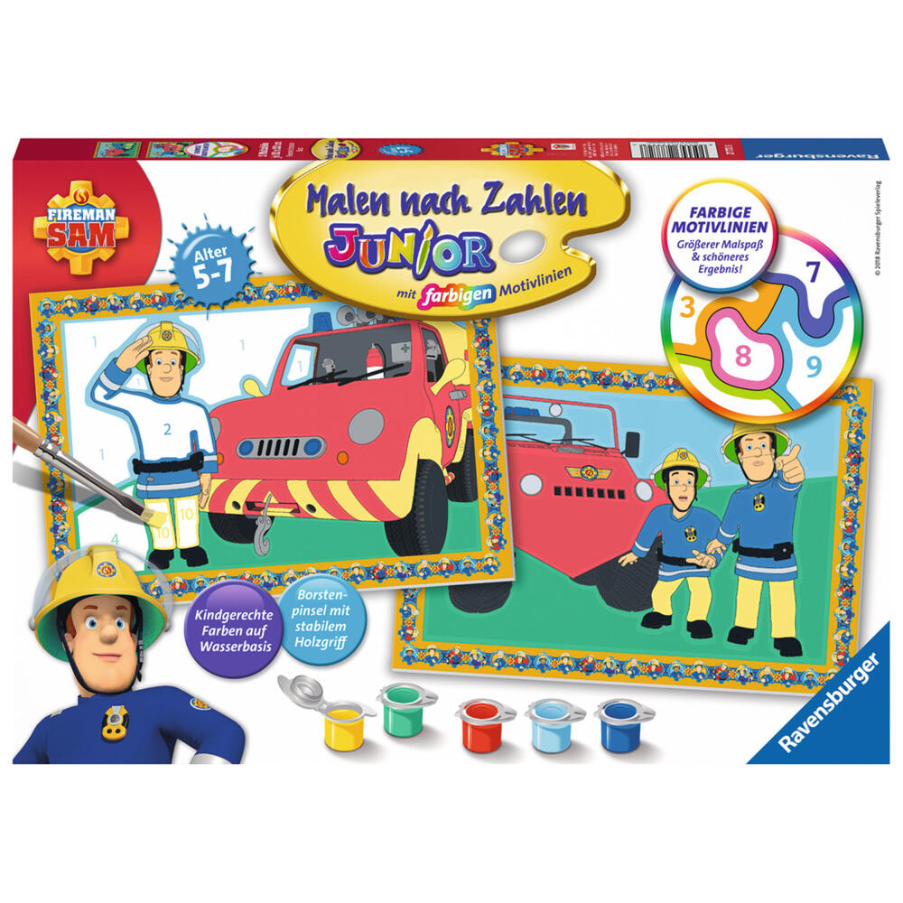 Ravensburger Malen Nach Zahlen Feuerwehrmann Sam, Mal Set, Malvorlage, Vorlage, Bild, Kinder, Junior, 27772 8