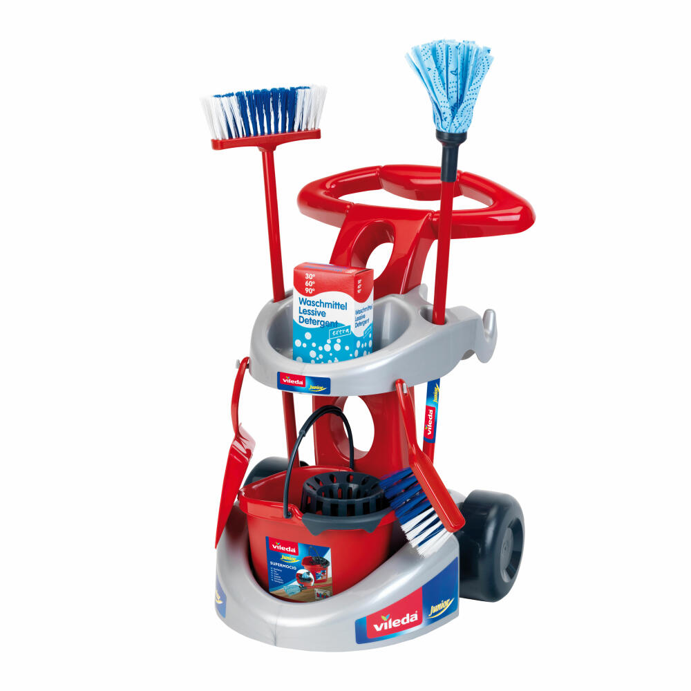 Theo Klein Vileda Broom Cart, with Accessories, Broom, Mop, Children's Toy, Children's Toy, 6721