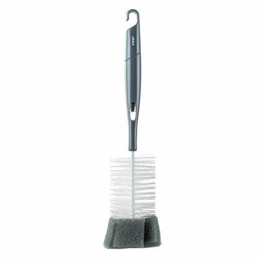 reer 2in1 Flaschen- und Saugerbürste, Reinigungsbürste, Bürste, Fläschen, Spülbürste, Schwamm, Grau / Weiß, 21031