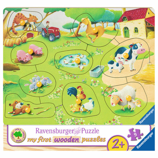 Ravensburger Puzzle Little Farm, My First Wooden Puzzles, Children's Puzzle, Laying Game, Children's Game, Puzzle Game, 9 Pieces, 03683 7