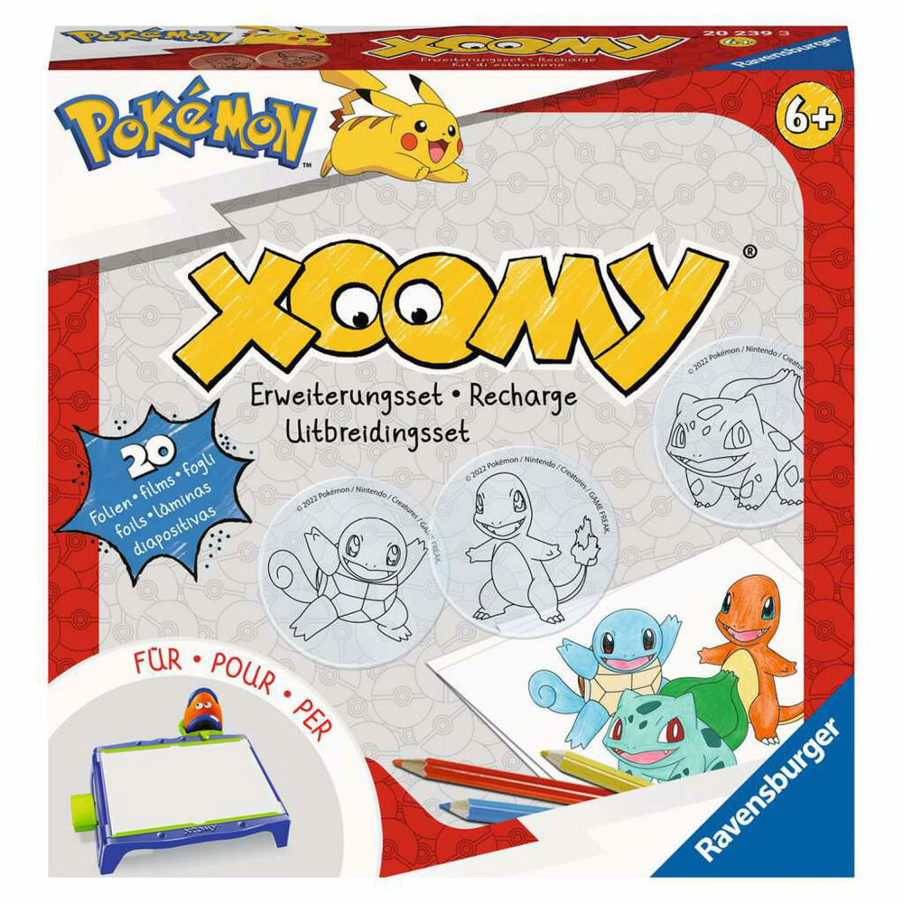Ravensburger Xoomy Pokémon Refill, Erweiterungsset, Malvorlage, Motivfolien, Folien, 20239