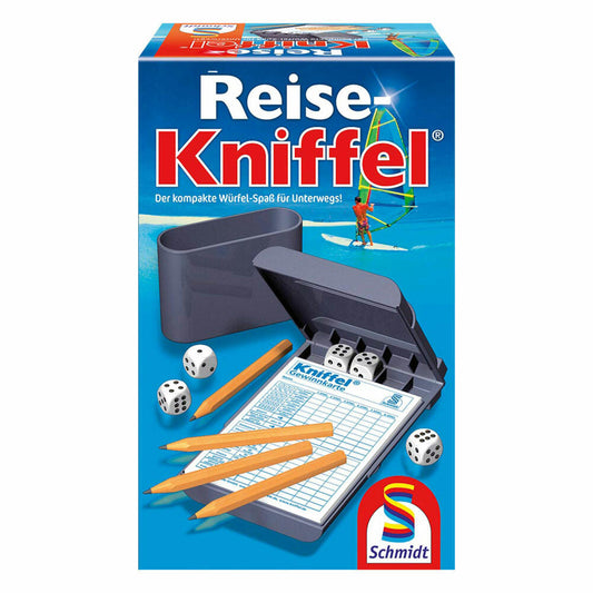 Schmidt Spiele Reise-Kniffel mit Zusatzblock, Familienspiel, Brettspiel, Strategienspiel, 2 bis 8 Spieler, 49091