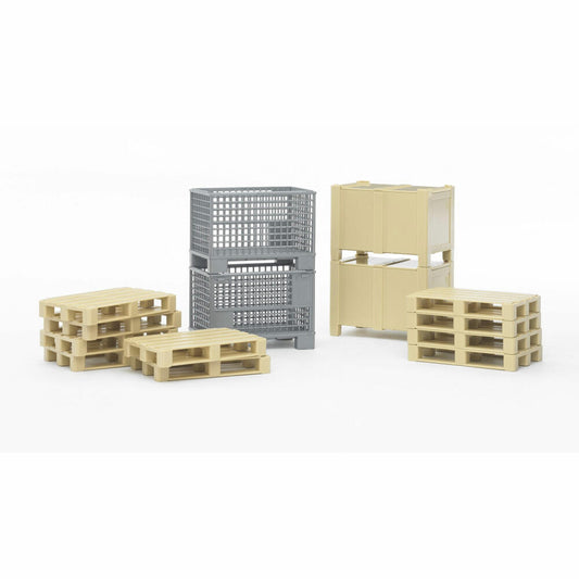 Bruder Nutzfahrzeuge Logistik-Set, 14-tlg., Gitterbox, Paletten, Spielzeug, Zubehör, 02415