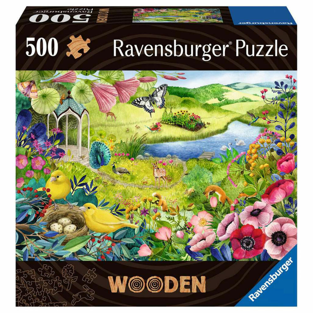 Ravensburger Wooden Puzzles Wilder Garten, Puzzle, Holzpuzzle, Kinder, 500 Teile, 17513