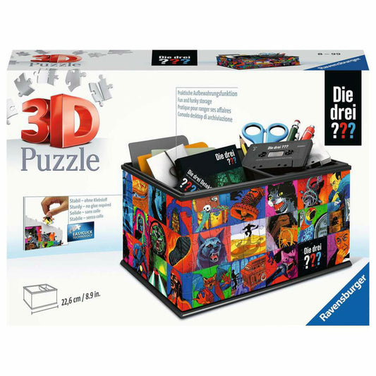 Ravensburger Aufbewahrungsbox Die drei Fragezeichen ???, 216 Teile, 3D Puzzle, Organizer, ab 6 Jahren, 11589